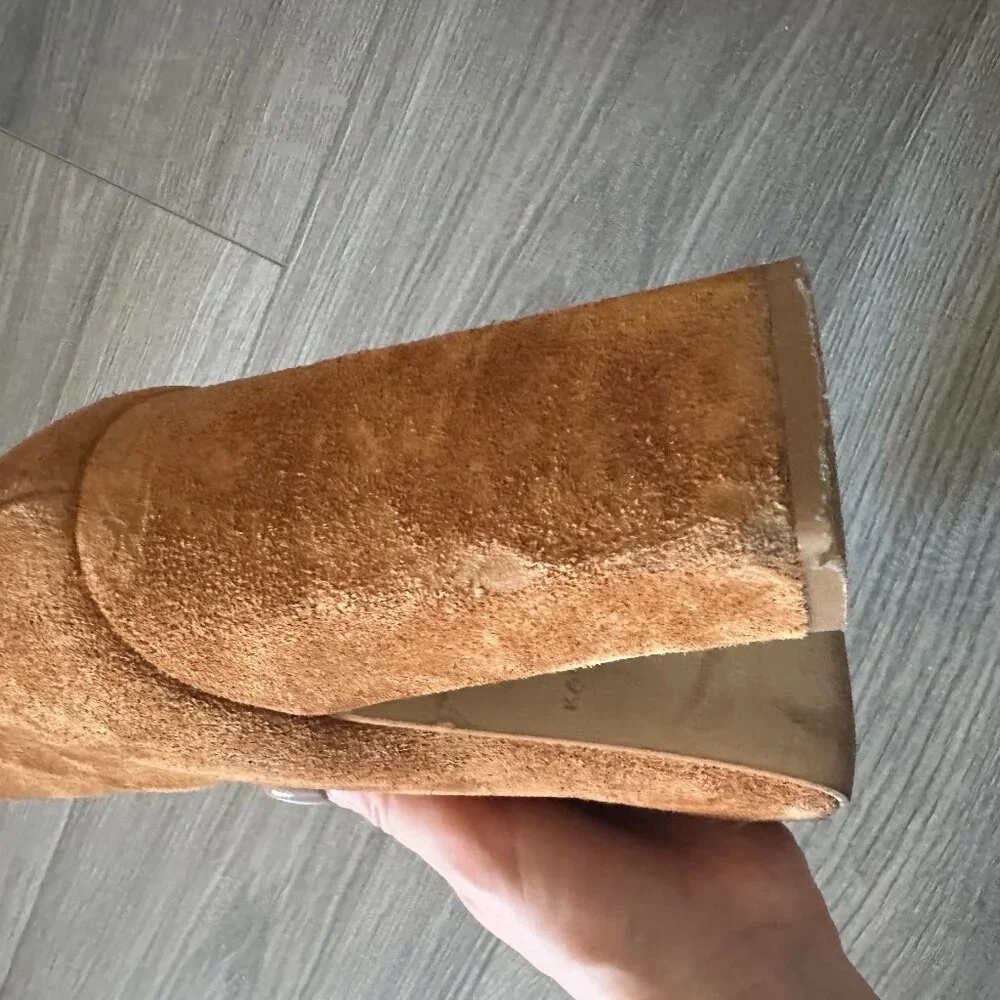 Karen Millen Suede/Leather Heeled Ankle Boot in Camel - Size U.S. 5/EU 36